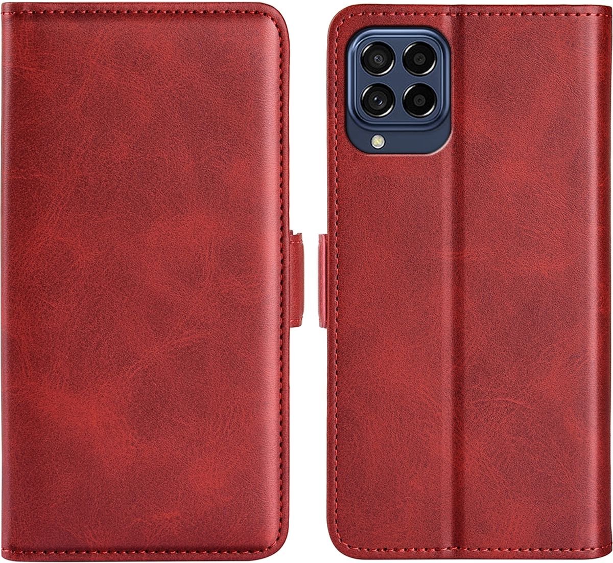 Mobigear Telefoonhoesje geschikt voor Samsung Galaxy M53 Hoesje | Mobigear Slim Magnet Bookcase Portemonnee | Pasjeshouder voor 3 Pasjes | Telefoonhoesje voor Pinpas / OV Kaart / Rijbewijs - Rood