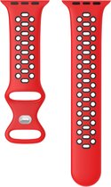 Siliconen bandje - geschikt voor Apple Watch Series 1/2/3/4/5/6/7/8/SE met case size 38/40/41 mm - rood-zwart