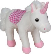 Pluche eenhoorn knuffel witte/roze 20 cm - Eenhoorns mystieke dieren knuffels - Unicorn speelgoed voor kinderen