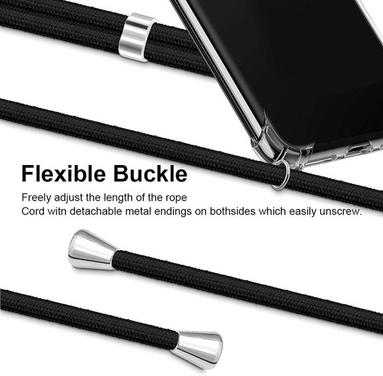 Protection Antichoc Noir Housse Xiaomi Redmi Note 14 5G Avec Lanière - Étui Silicone Souple Anti-Chute Avec Cordon Réglable | Noir Coque Pour Note 14