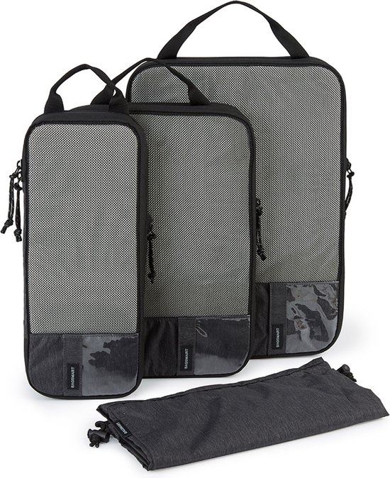 UMILKI Compression Packing Cubes-set, 4 stuks, waterafstotende... Packing Cubes met Compressierits - Set van 4 Compressie Cubes... Afbeeldingen Getest
