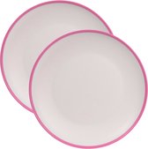 4x stuks onbreekbare kunststof/melamine roze ontbijt bordjes 23 cm voor outdoor/camping/picknick/strand