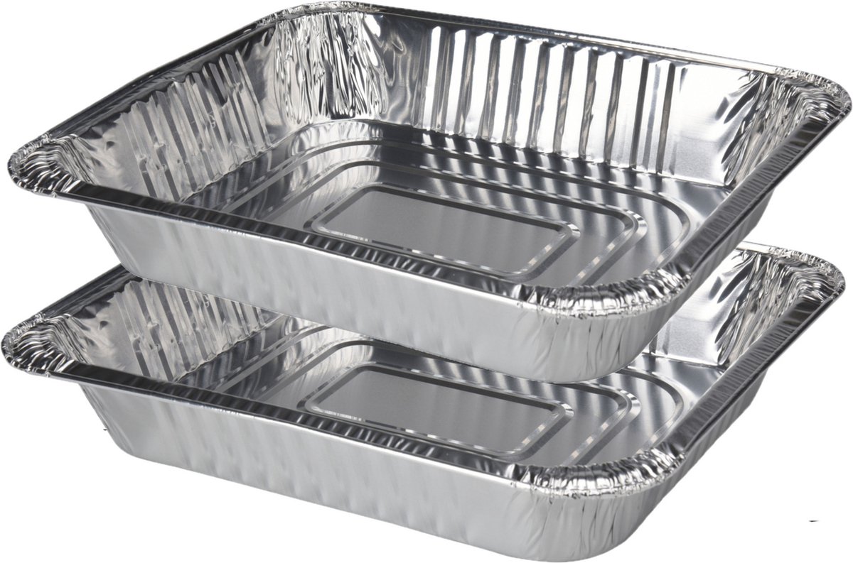 Set van 8x stuks barbecue bereidingsbakken rechthoek 32 x 26 x 6 cm - Vlees grillen - BBQ rooster