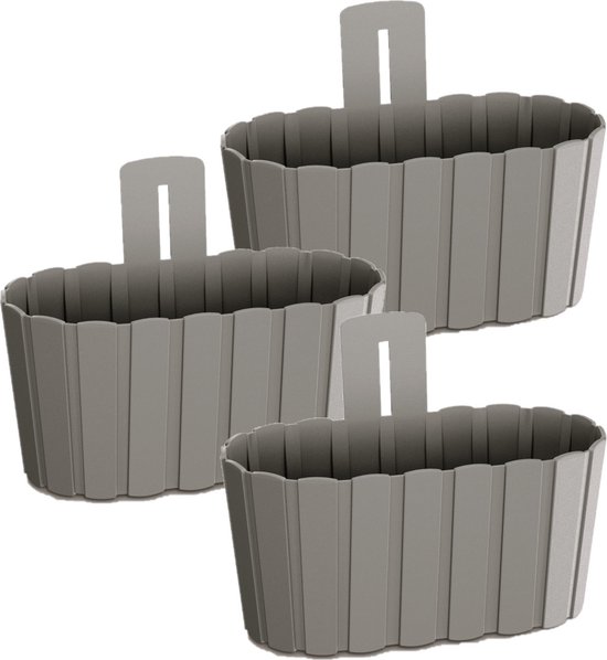 Set Van 3x Stuks Wood look Muur wand schutting Plantenpot bloempot set-van-3x-stuks-wood-look-muur-wand-schutting-plantenpot-bloempot