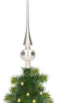 Glazen kerstboom piek/topper zilver mat 26 cm - Pieken/kerstpieken