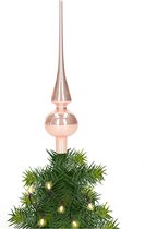 Glazen kerstboom piek/topper zacht roze glans 26 cm - Pieken/kerstpieken