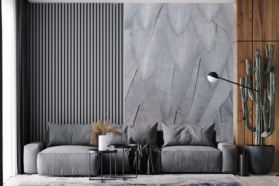 Papier peint Papier peint photo en vinyle - Structure de plumes blanches largeur 160 cm x hauteur 240 cm - Tirage photo sur papier peint (disponible en 7 tailles)