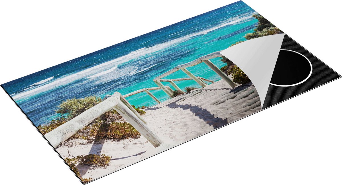 Chefcare Inductie Beschermer Voetpad in Duinen met Ruige Zee - 95x55 cm - Afdekplaat Inductie - Kookplaat Beschermer - Inductie Mat