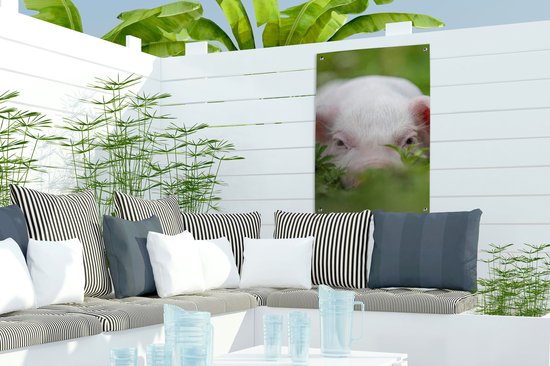 Affiche de jardin - Cochon - Herbe - Animaux - Vert - Jardin - Peinture de jardin - 40x60 cm - Décoration murale - Décoration murale - Toile de jardin - Affiche d'extérieur