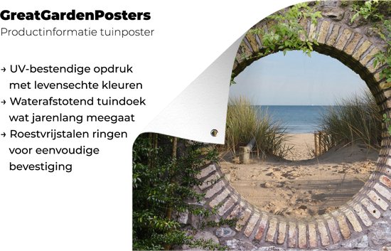Affiche de jardin - Vue - Dunes - Été - Plage - Peinture de jardin - 120x90 cm - Jardin - Décoration de clôture - Toile de jardin