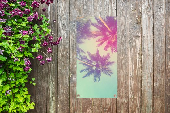 Tableau de jardin - Jardin - Palmier - Feuilles de palmier - Été - 30x60 cm - Toile de clôture - Toile de jardin