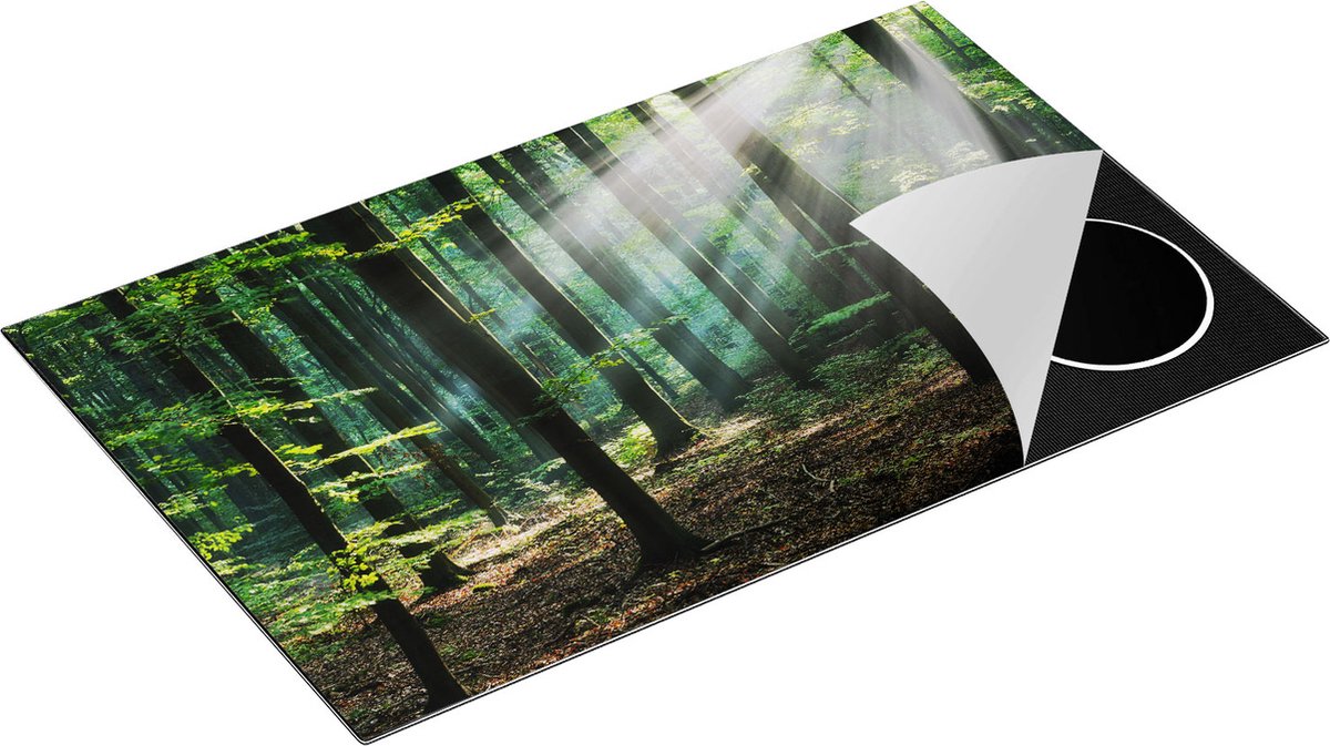 Chefcare Inductie Beschermer Bos met Zon tussen de Bomen - 85x52 cm - Afdekplaat Inductie - Kookplaat Beschermer - Inductie Mat