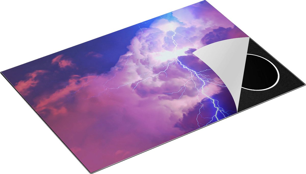 Chefcare Inductie Beschermer Blikseminslag tussen de Wolken - Onweer - 76x51,5 cm - Afdekplaat Inductie - Kookplaat Beschermer - Inductie Mat