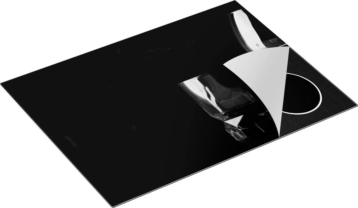 Chefcare Inductie Beschermer Sterke Alcohol Drank - Glazen - Zwart Wit - 70x50 cm - Afdekplaat Inductie - Kookplaat Beschermer - Inductie Mat