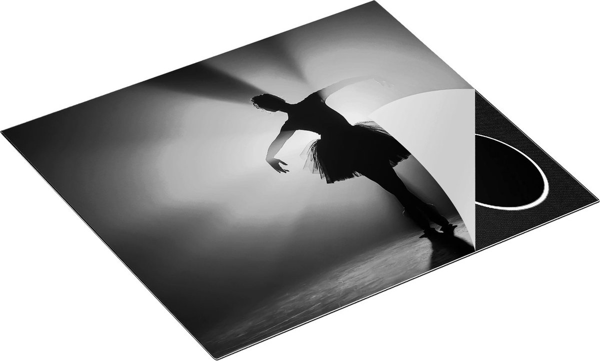 Chefcare Inductie Beschermer Ballerina Silhouet - Ballet - Zwart Wit - 60x52 cm - Afdekplaat Inductie - Kookplaat Beschermer - Inductie Mat