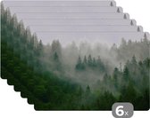 Set de Table - Forêt - Brume - Arbres - Nature - 45x30 cm - 6 pièces - Résistant à la Chaleur - Antidérapant - Coussinet - Amovible