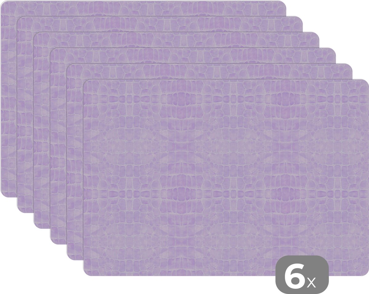 Placemats - Leer - Paars - Structuur - Onderlegger Tafel - 45x30 cm - 6 stuks - Borden onderzetters