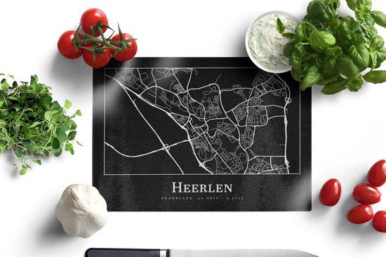 Planche à découper en Verres - 28x20 - Plan de la ville - Heerlen - Carte - Carte - Planches à découper en Glas