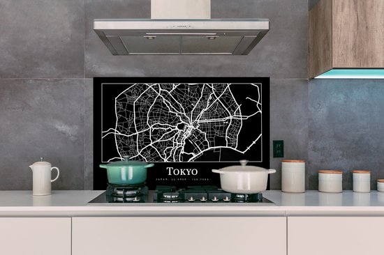 Spatscherm keuken 100x65 cm - Kookplaat achterwand Kaart - Tokio - Stadskaart - Plattegrond - Tokyo - Muurbeschermer - Spatwand fornuis - Hoogwaardig aluminium