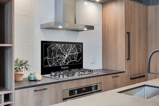 Spatscherm keuken 100x65 cm - Kookplaat achterwand Kaart - Tokio - Stadskaart - Plattegrond - Tokyo - Muurbeschermer - Spatwand fornuis - Hoogwaardig aluminium