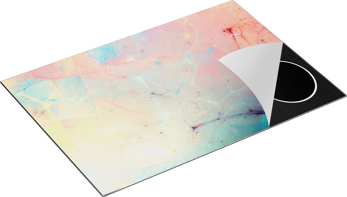 Chefcare Inductie Beschermer Abstracte Kunst - Rood Blauw Geel - 75x55 cm - Afdekplaat Inductie - Kookplaat Beschermer - Inductie Mat