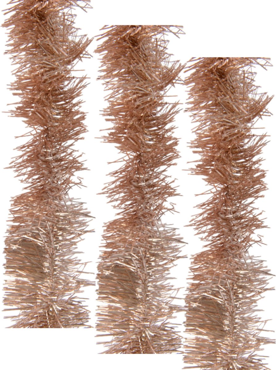 3x Kerstslingers toffee bruin 270 cm - Guirlandes folie lametta - kerstslingers kerstversiering