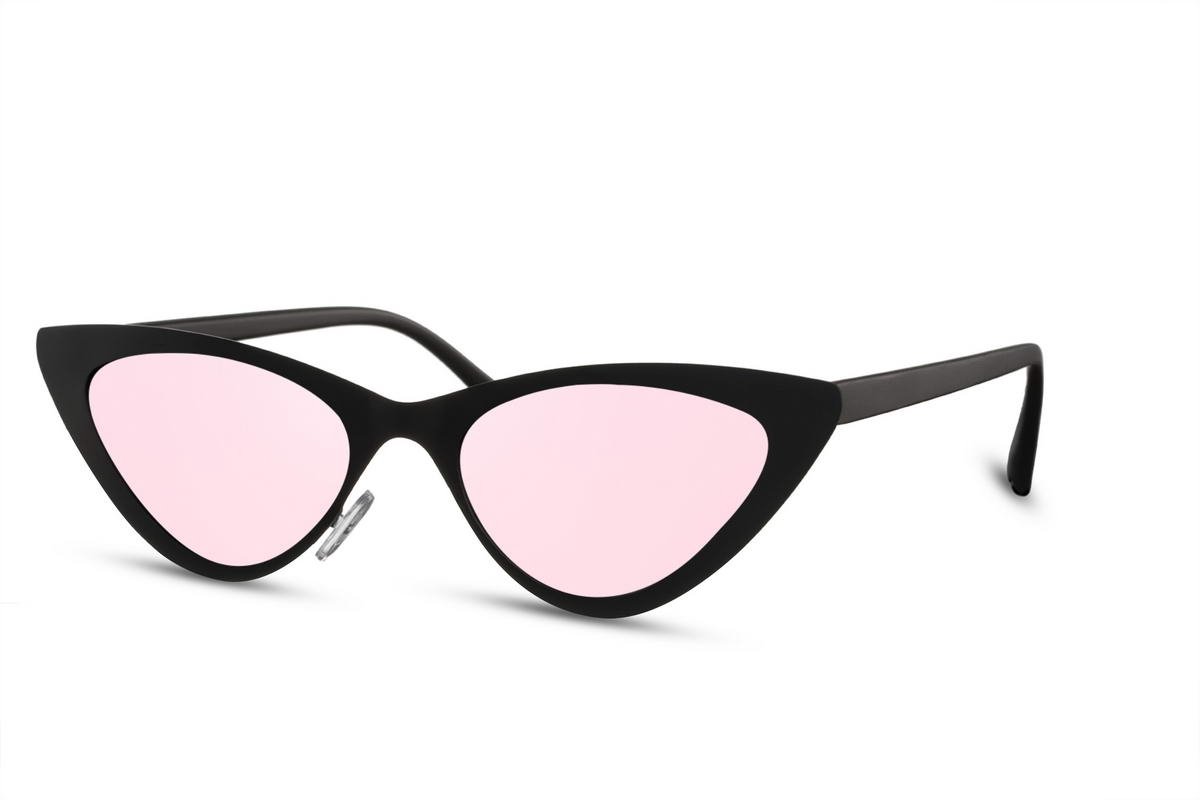 Joboly Cat Eye Zonnebril - Zwart Frame - Roze Lenskleur Spiegelend - Dames