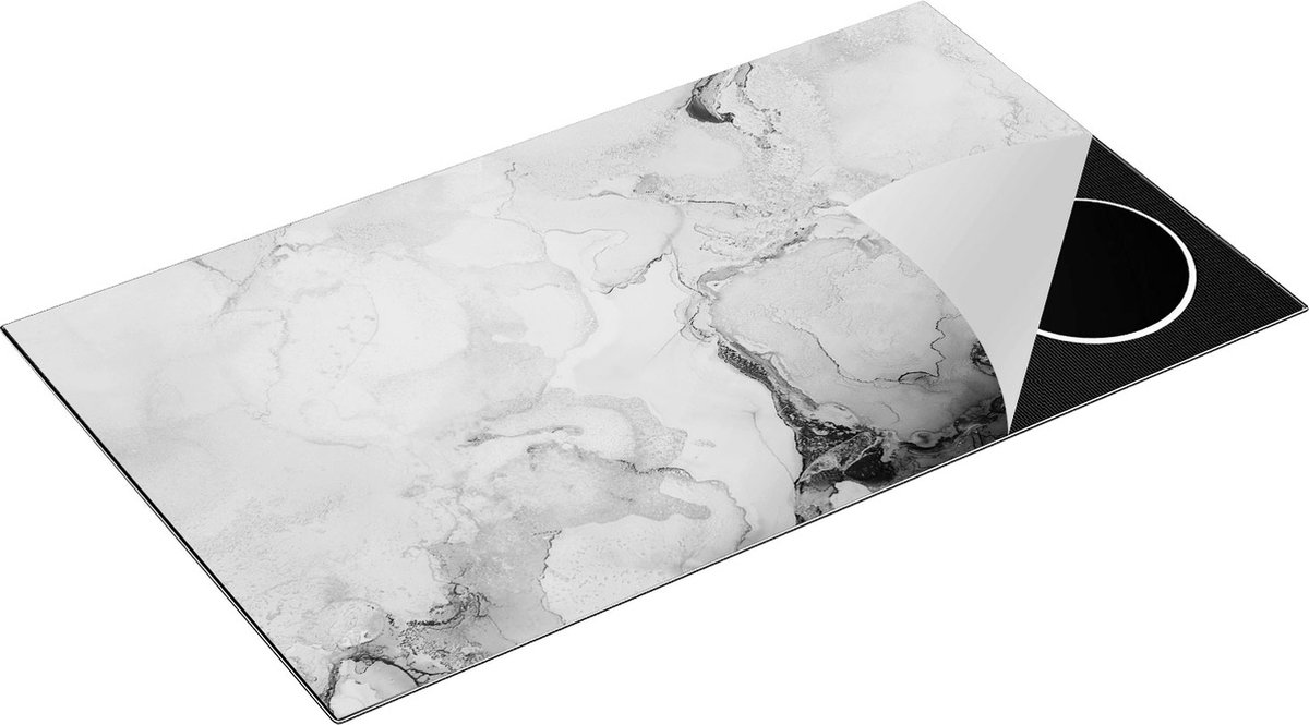 Chefcare Inductie Beschermer Abstracte Kunst - Zwart Grijs Goud - Zwart Wit - 91,2x52 cm - Afdekplaat Inductie - Kookplaat Beschermer - Inductie Mat