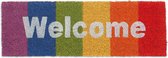 Relaxdays noix de coco - arc-en-ciel - bienvenue - tapis de noix de coco 75 x 25 cm - tapis de porte d'entrée - étroit