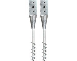 vidaXL - Grondpinnen - 2 - st - 7x7x56 - cm - gegalvaniseerd - staal - zilverkleurig