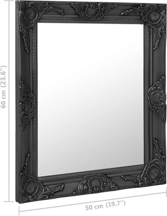 Miroir mural de style baroque 50x60 cm noir | bol