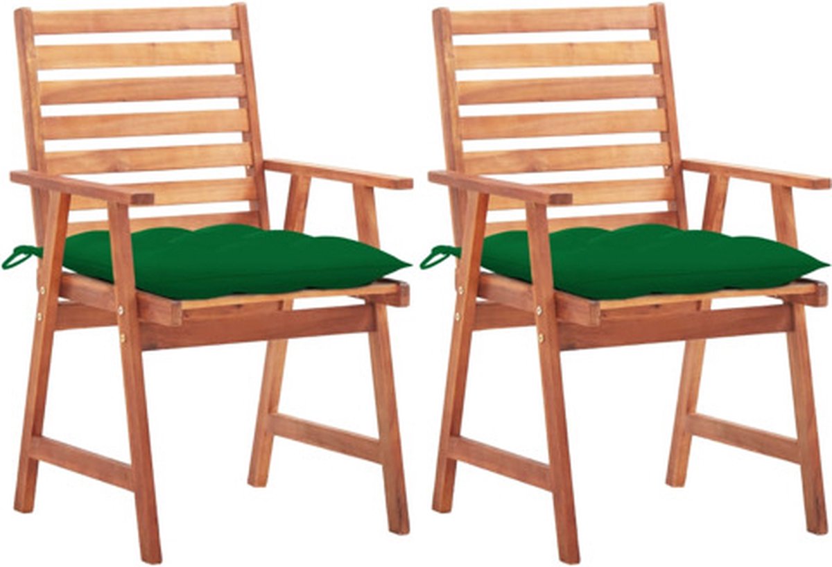 vidaXL - Tuinstoelen - 2 - st - met - kussens - massief - acaciahout