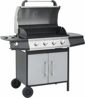 Bol.com vidaXL Gasbarbecue 4+1 kookzone staal en roestvrij staal zwart zilver aanbieding