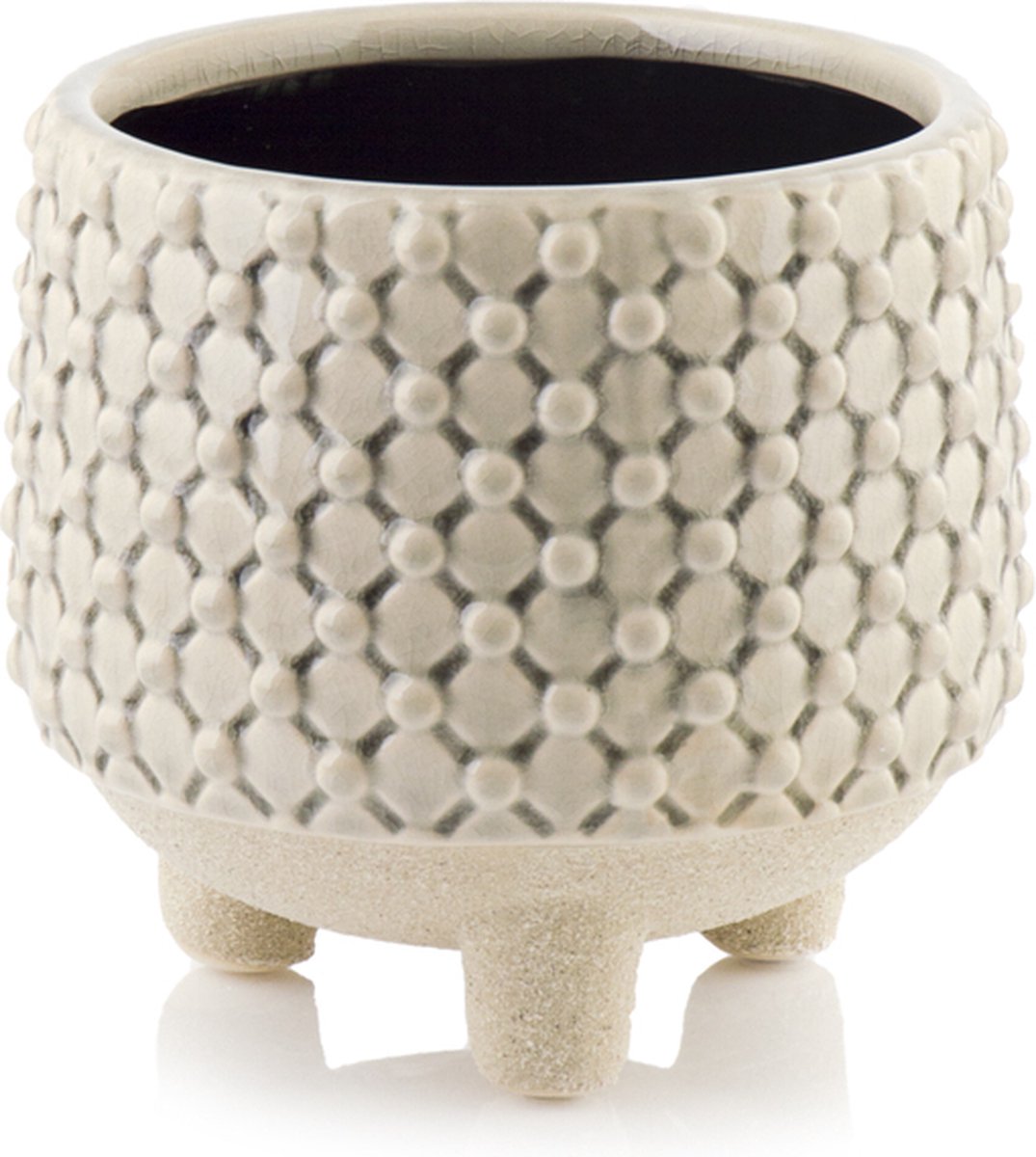 Decoratieve bloempot Vintage Ø16cm H14cm in keramiek / crème kleur