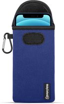 Coque pour iPhone 12 Pro - MobyDefend Pochette en néoprène avec mousqueton - Insert Case - Boucle de ceinture - Blauw - Coque pour téléphone portable - Coque pour téléphone Convient pour : Apple iPhone 12 Pro