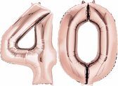 40 jaar verjaardag - Folie ballon cijfers - rose goud - 88 cm - versiering - feestarteikelen