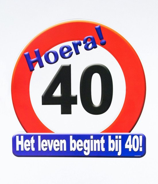 40 jaar verjaardag stopbord - Dia 50 cm - Leeftijd feestartikelen - verkeersbord - Karton - Huldebord - Deurbord