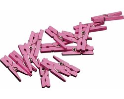 Mini knijpers - roze - 20x stuks - Geboorte meisjes knijpertjes - kaartjes ophangen