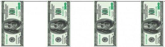 Geld thema feestslinger met dollars - 4 meter - plastic - Rijkdom - USA - Foute party