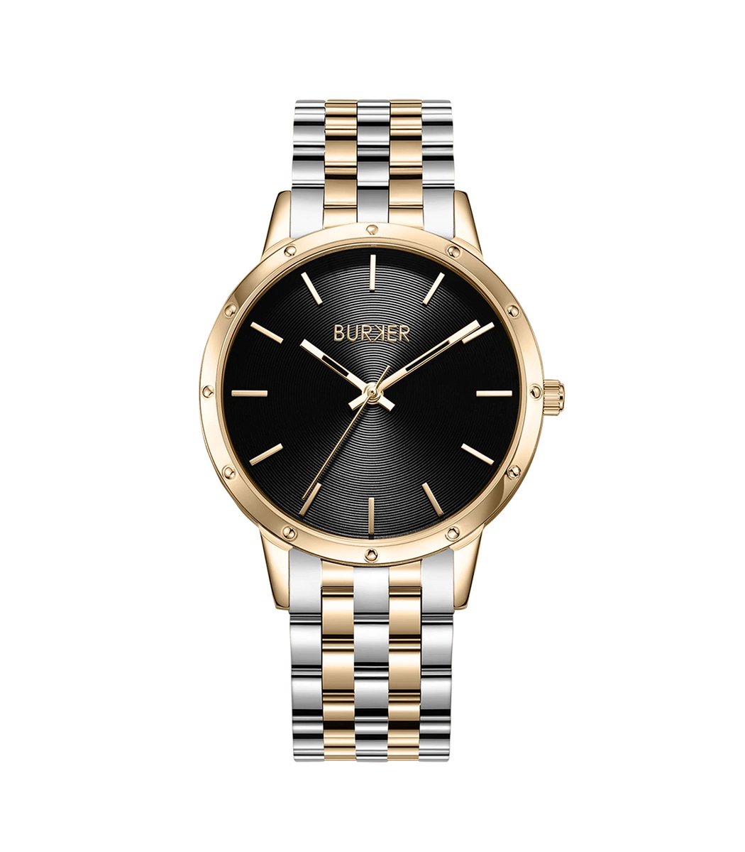 BURKER Mary - Rond Dames Polshorloge - Zwart Goud Zilver - 36 mm