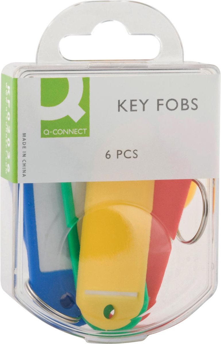 Q-CONNECT sleutelhanger, pak van 6 stuks, geassorteerde kleuren 10 stuks
