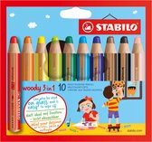 Kleurpotloden STABILO Woody 880/10 etui à 10 kleuren - 5 stuks