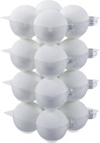 16x Satijn witte glazen kerstballen 8 cm - mat - Kerstboomversiering wit