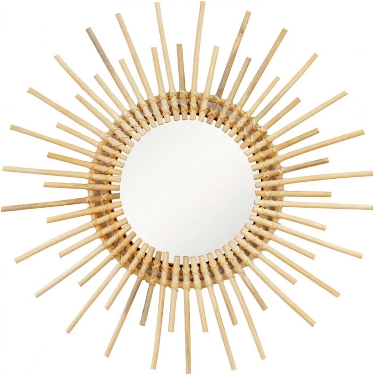 Wandspiegel Decoratief, 16 inch Boho Spiegel Veer Muur Kunst Sculptuur Ronde Spiegels Decor voor Hal Slaapkamer Woonkamer