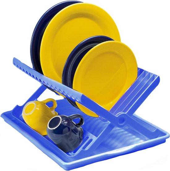Porte - vaisselle Blauw 2 couches avec bac de récupération 37 x 33 cm - ustensiles de cuisine - La vaisselle/ séchage - Paniers à vaisselle avec bac de récupération