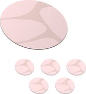 Onderzetters voor glazen - Rond - Roze - Geometrische vormen - Abstract - 10x10 cm - Glasonderzetters - 6 stuks