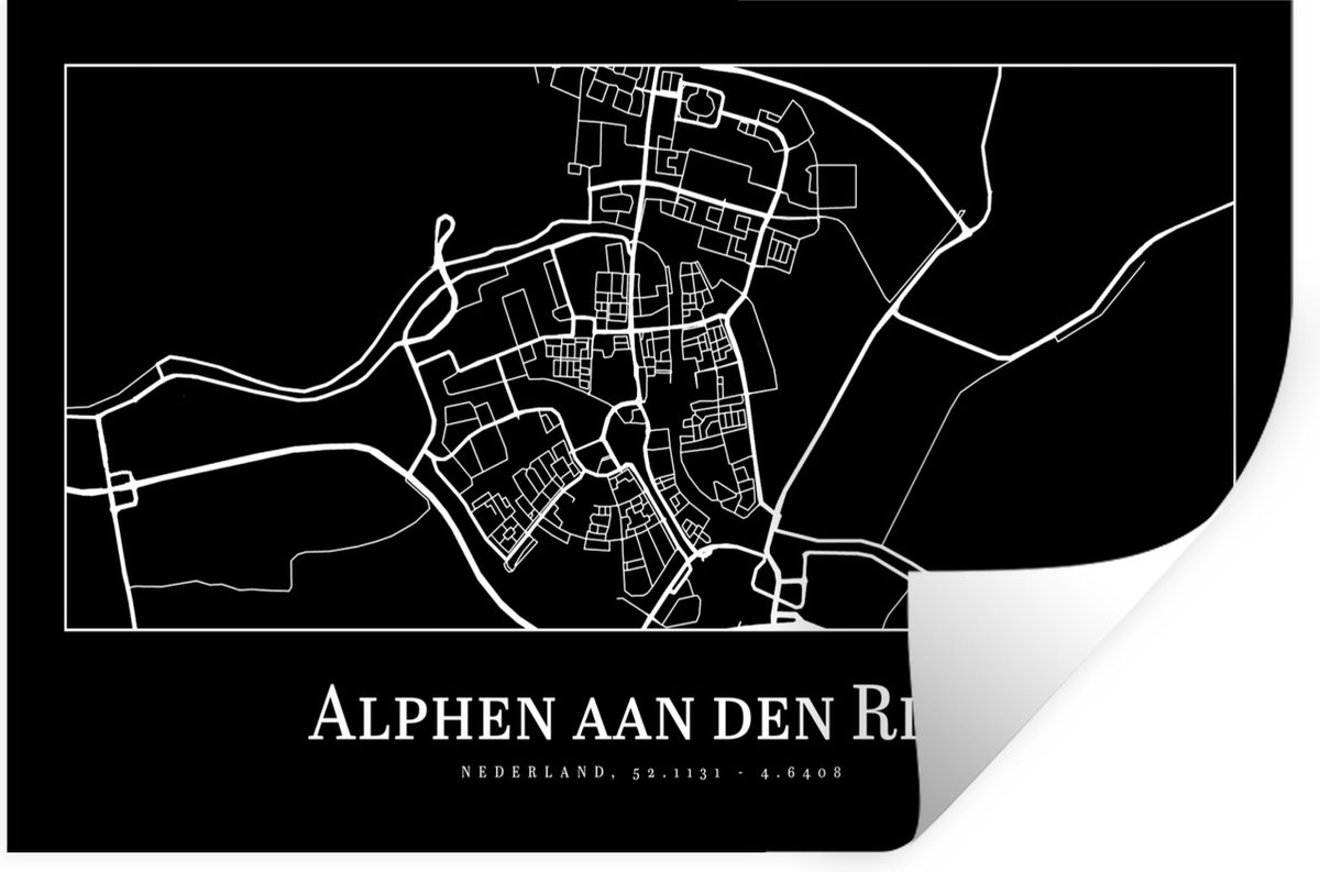 Muurstickers - Sticker Folie - Kaart - Stadskaart - Alphen aan den Rijn - Plattegrond - 12