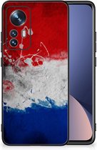 Mobiel TPU Hard Case Xiaomi 12 | 12X Telefoon Hoesje met Zwarte rand Nederlandse Vlag