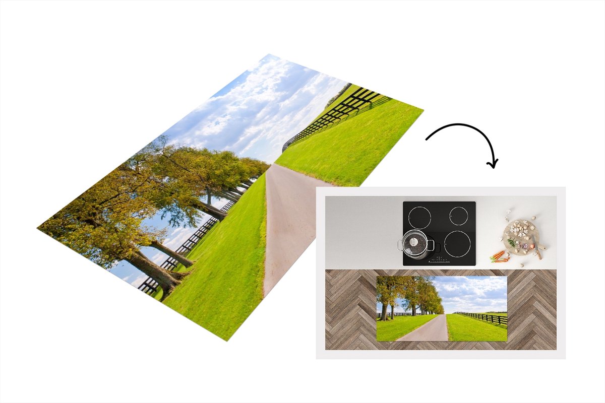 Keukenloper - Loper keuken - Wolken - Bomen - Weg - 120x60 cm - Keukenloper vinyl