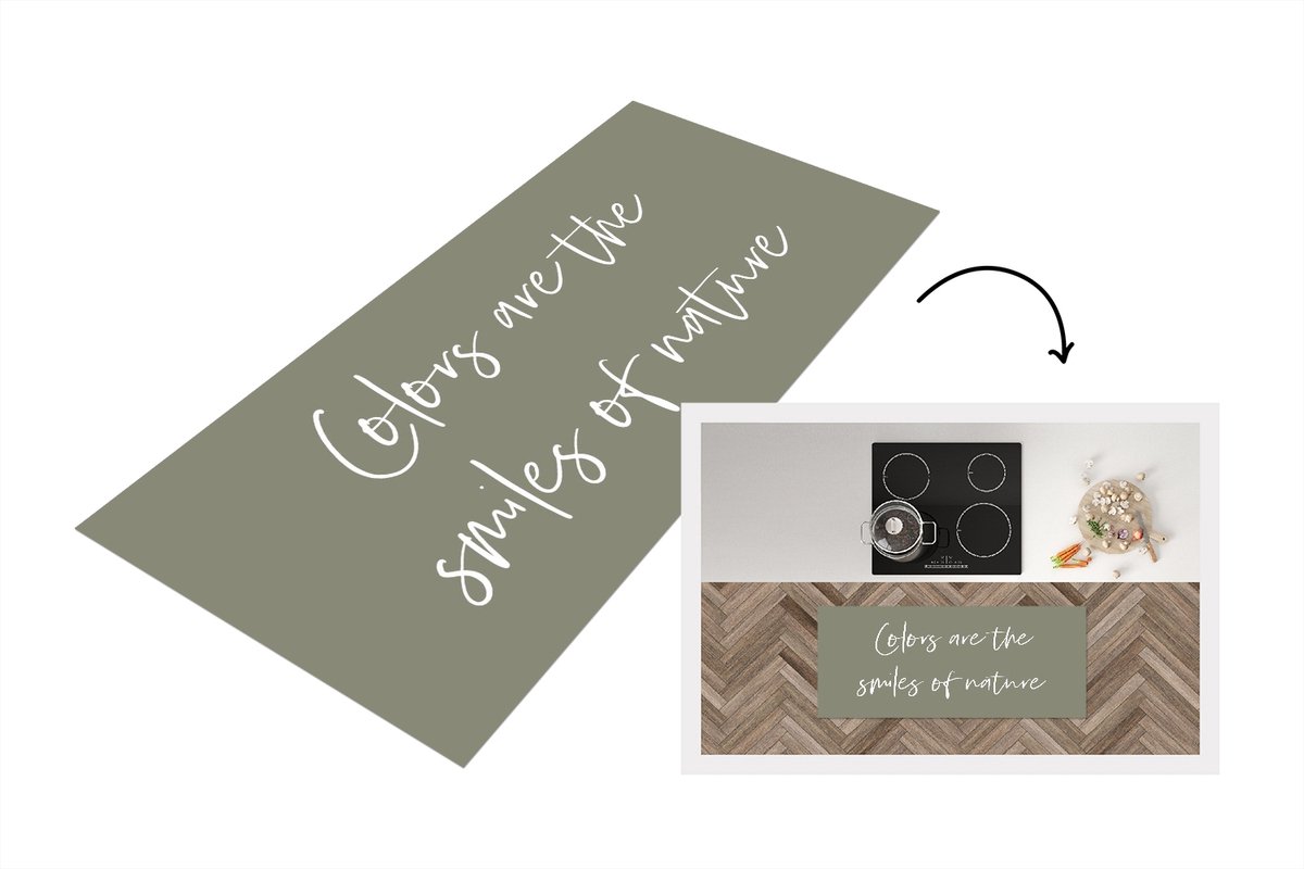 KitchenYeah Keukenloper - Loper keuken - Tekst - Quotes - Colors are the smiles of nature - Natuur - 120x50 cm - Keukenloper vinyl Multicolor